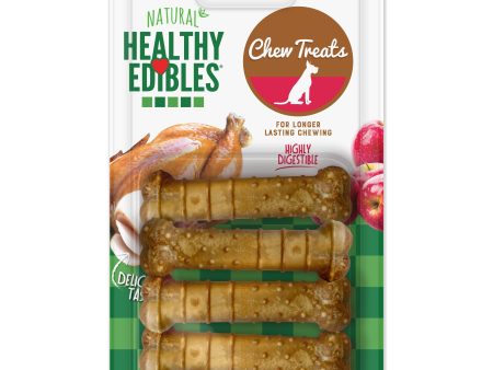 Nylabone Healthy Edibles AllNatural Long Lasting Turkey  Apple Dog Chew Treats Turkey  Apple, SMall Regular  Up To 25 Ibs. 4 ct For Discount