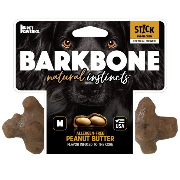 Pet Qwerks Barkbone Natural Instincts Nylon Stick Dog Chew Toy Peanut Butter 1ea MD Supply