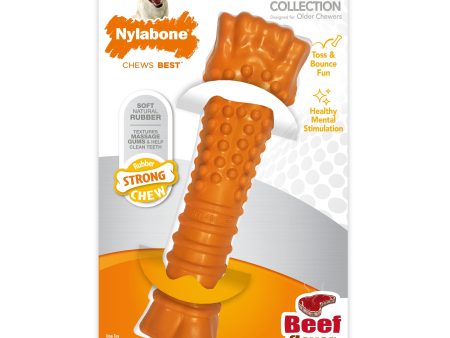 Nylabone Silver Collection Strong Chew Rubber Bone Chew Toy for Senior Dogs Beef Flavor 1ea XL Souper - 50+ lb Hot on Sale