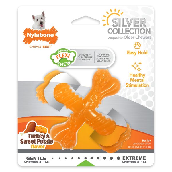 Nylabone Silver Collection Flexi Chew X-Bone Chew Toy for Senior Dogs Turkey & Sweet Potato 1ea SMall Regular - Up To 25 Ibs. Online