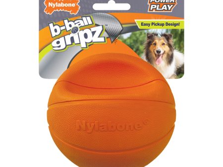 Nylabone Power Play Dog Basketball B-Ball Gripz 1ea Medium Wolf - Up To 35 lb Supply