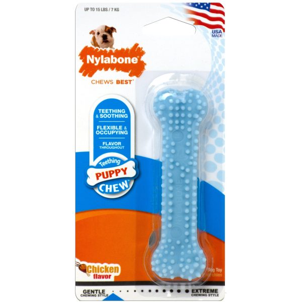 Nylabone Puppy Teething & Soothing Flexible Chew Toy Chicken Blue 1ea XS Petite - Up To 15 lb Sale