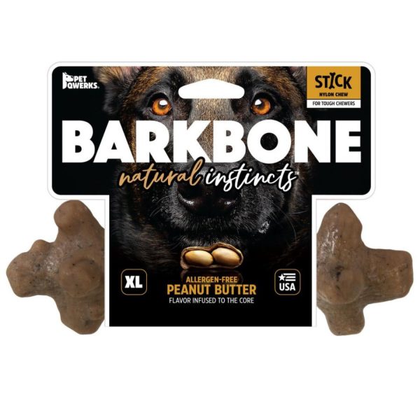 Pet Qwerks Barkbone Natural Instincts Nylon Stick Dog Chew Toy Peanut Butter 1ea XL Sale