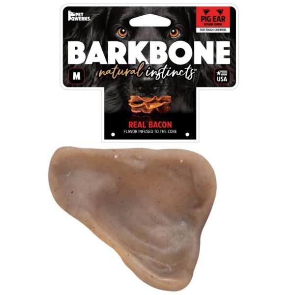 Pet Qwerks Barkbone Natural Instincts Nylon Pig Ear Dog Chew Toy Bacon 1ea MD Online