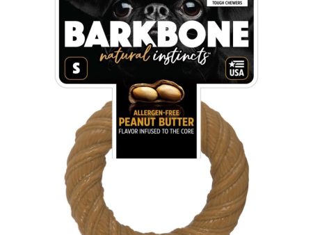 Pet Qwerks Barkbone Natural Instincts Nylon Chew Ring Dog Toy Peanut Butter 1ea SM Cheap