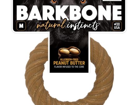 Pet Qwerks Barkbone Natural Instincts Nylon Chew Ring Dog Toy Peanut Butter 1ea MD Hot on Sale