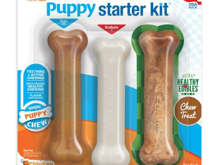 Nylabone Puppy Starter Kit Dog Chew Toys & Treat Chicken & Bacon 1ea SMall Regular - Up To 25 Ibs. For Discount