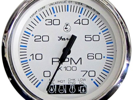 Faria Chesapeake White SS 4  Tachometer w Systemcheck Indicator - 7000 RPM (Gas) (Johnson Evinrude Outboard) [33850] Cheap