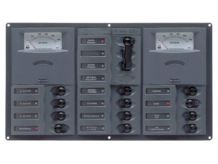 BEP AC Circuit Breaker Panel w Analog Meters, 12SP 2DP AC230V Stainless Steel Horizonal [900-AC3-AM] Online