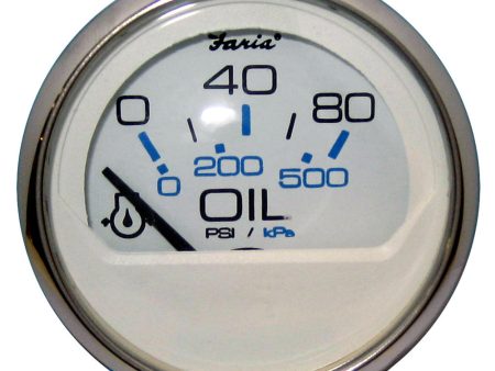 Faria Chesapeake White SS 2  Oil Pressure Gauge (80 PSI) [13802] For Cheap