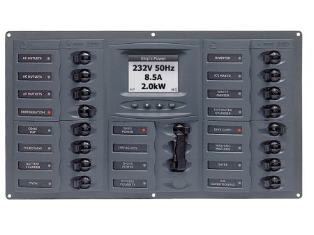 BEP AC Circuit Breaker Panel w Digital Meters, 16SP 2DP AC120V ACSM Stainless Steel Horizontal [900-AC4-ACSM-110] For Cheap