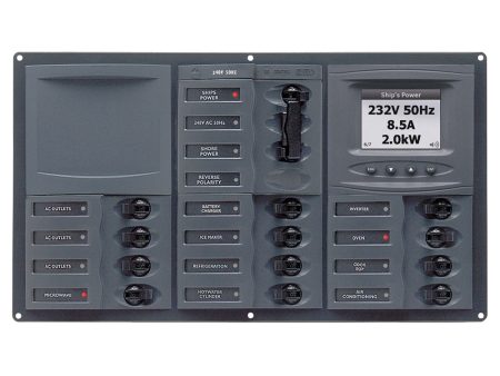 BEP AC Circuit Breaker Panel w Digital Meters, 12SP 2DP AC230V ACSM Stainless Steel Horizontal [900-AC3-ACSM] Sale