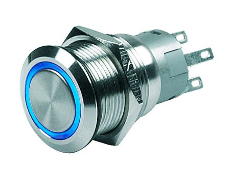 Marinco Push Button Switch - 24V Latching On Off - Blue LED [80-511-0007-01] Online now