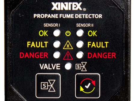 Fireboy-Xintex Propane Fume Detector  Alarm w 2 Plastic Sensors  Solenoid Valve - Square Black Bezel Display [P-2BS-R] Online now