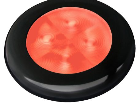 Hella Marine Slim Line LED  Enhanced Brightness  Round Courtesy Lamp - Red LED - Black Plastic Bezel - 12V [980507251] Discount