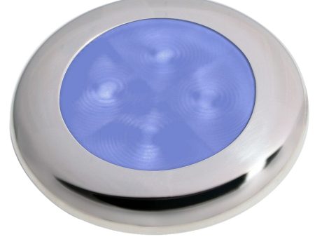 Hella Marine Slim Line LED  Enhanced Brightness  Round Courtesy Lamp - Blue LED - Stainless Steel Bezel - 12V [980502221] Online Sale