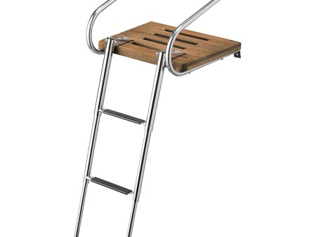 Whitecap Teak Swim Platform w 3-Step Telescoping Ladder f Boats w Inboard Outboard Motors [68906] Discount