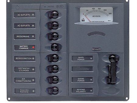 BEP AC Circuit Breaker Panel w Analog Meters, 8SP 2DP AC120V Stainless Steel Vertical [900-AC2H-AM-110] Hot on Sale