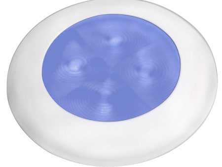 Hella Marine Slim Line LED  Enhanced Brightness  Round Courtesy Lamp - Blue LED - White Plastic Bezel - 12V [980502241] For Sale