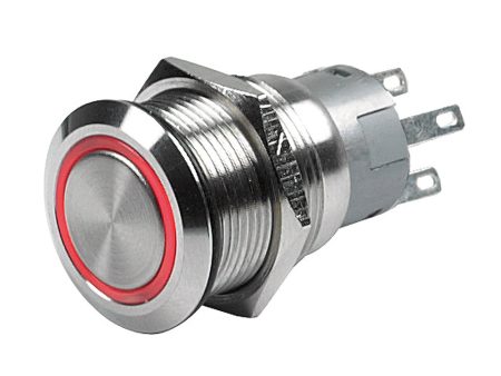 Marinco Push Button Switch - 12V Latching On Off - Red LED [80-511-0001-01] Cheap