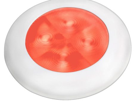 Hella Marine Slim Line LED  Enhanced Brightness  Round Courtesy Lamp - Red LED - White Plastic Bezel - 12V [980507241] Hot on Sale