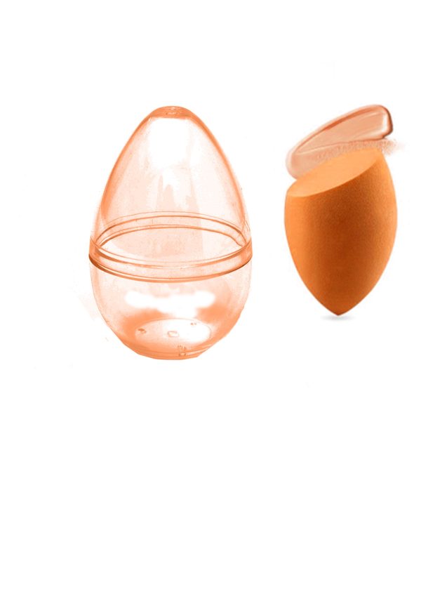 Slanted Makeup Sponge with Transparent Travel Case(Orange) on Sale