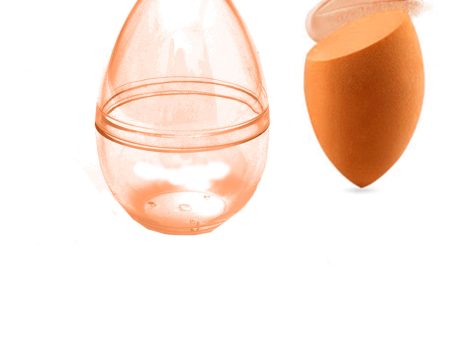 Slanted Makeup Sponge with Transparent Travel Case(Orange) on Sale