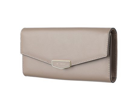 Women s Long Trifold Wallet with Hardware Decoration (Gray) For Discount