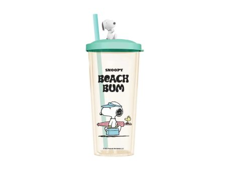 Snoopy Summer Travel Collection Plastic Tumbler with Straw (550mL)(Green) Supply