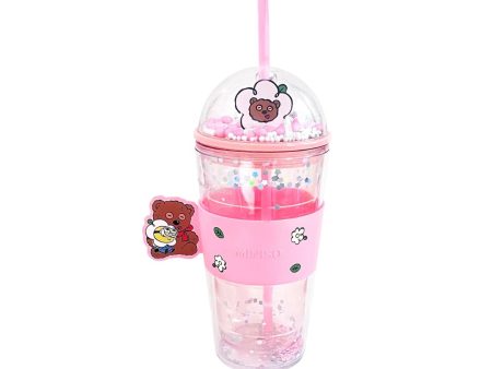 Daisy Minions Collection Plastic Bottle with Straw and Sleeve (420mL)(Pink) Online