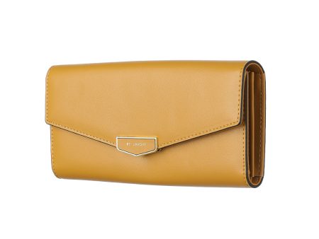 Women s Long Trifold Wallet with Hardware Decoration (Yellow) Online Sale