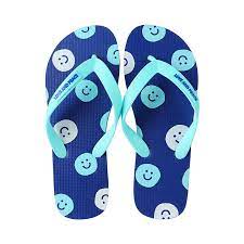 (Blue Smiley Face,41-42) Love and Peace Series Men s Flip Flops on Sale